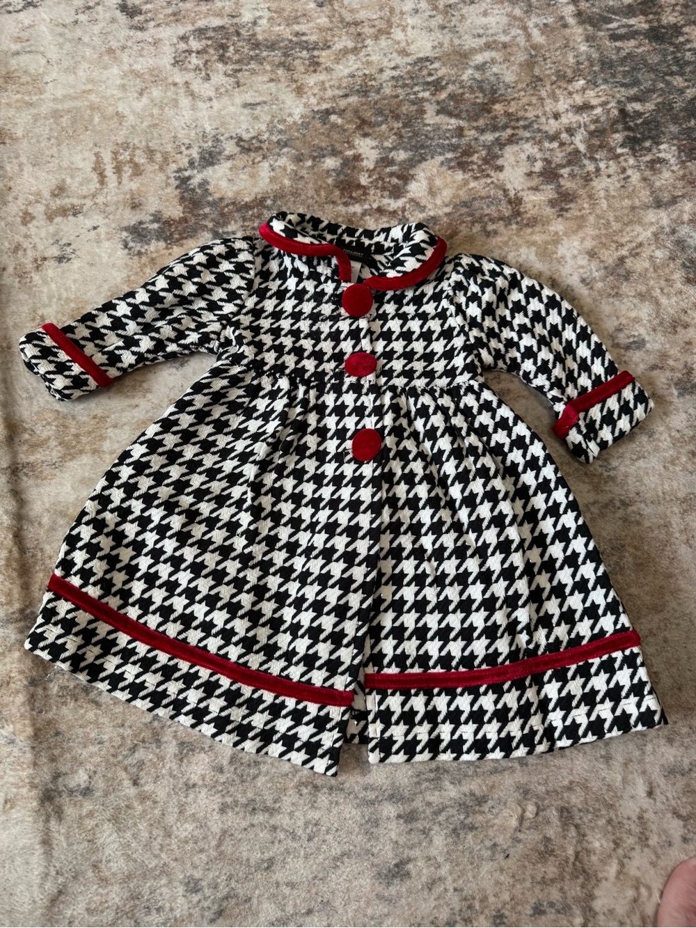Holiday Editions Special Occasion B&W houndstooth glitter thread girl's coat 18m
